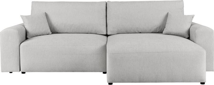 Vente-unique Omkeerbare hoekslaapbank van lichtgrijs velours ILANOR L 272 cm x H 86 cm x D 167 cm - Foto 2