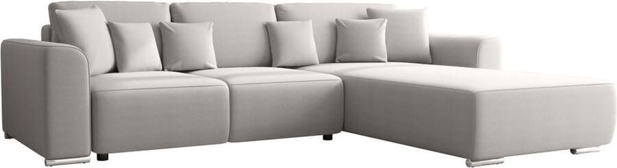 Vente-unique Hoekslaapbank omvormbaar en omkeerbaar in lichtgrijze stof MELTANA L 293 cm x H 84 cm x D 195 cm - Foto 2
