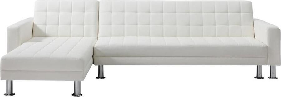 Vente-unique Omkeerbare hoekslaapbank van wit kunstleer WILLIS II L 290 cm x H 79 cm x D 173 cm - Foto 2