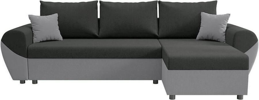 Vente-unique Omkeerbare hoekslaapbank van zwarte en grijze stof LIERNO L 265 cm x H 80 cm x D 139 cm