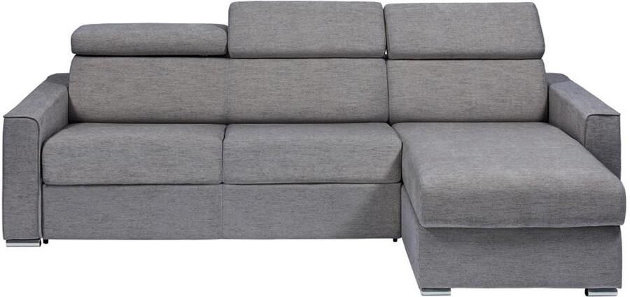 Vente-unique Omkeerbare snel om te bouwen slaapbank met hoek in grijze stof Bed van 140 cm Matras 22 cm geheugenschuim VIZIR L 282 cm x H 97 cm x D 223 cm - Foto 2