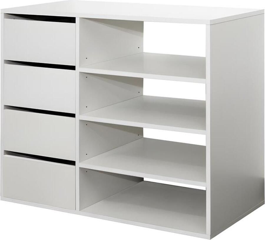 Vente-unique Opbergmeubel en schoenenkast EMERIC 4 laden & 4 nissen Wit L 89 cm x H 73 cm x D 39 cm - Foto 2