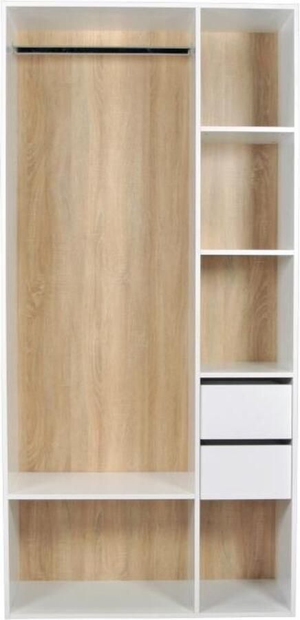 Vente-unique Open kledingkast L98 cm Wit en houteffect TAMOKA L 98 cm x H 205 cm x D 45 cm