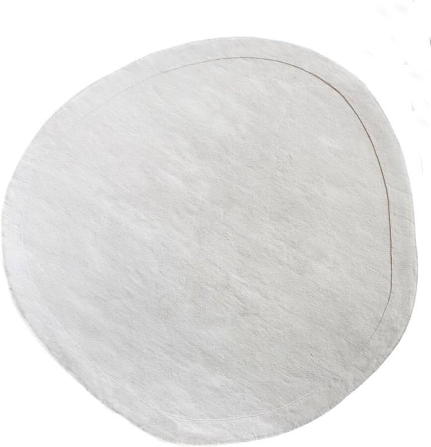 Vente-unique Organisch rond tapijt van 100% wol handgemaakt 200 x 200 cm 2200 g m2 Crèmewit WILLOW L 200 cm x H 1 cm x D 200 cm