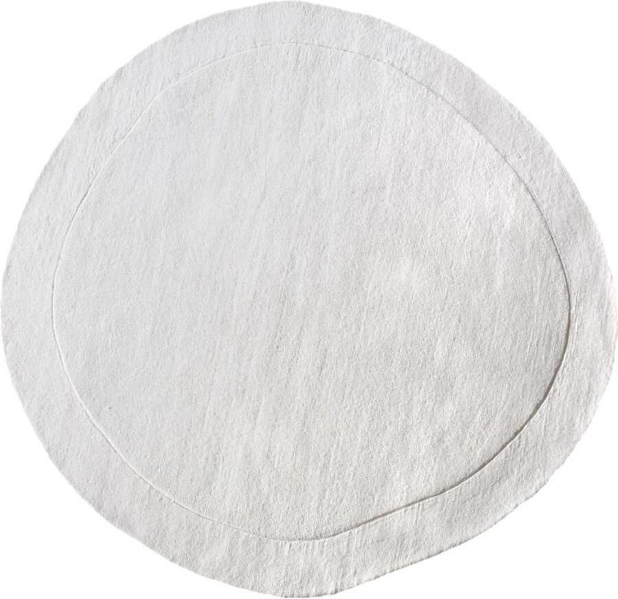 Vente-unique Organisch rond tapijt van 100% wol handgemaakt 300 x 300 cm 2200 g m2 Crèmewit WILLOW L 300 cm x H 1 cm x D 300 cm
