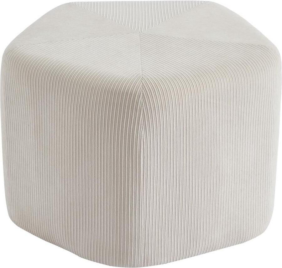 Vente-unique Poef van beige ribfluweel TALODI L 50 cm x H 35 cm x D 50 cm