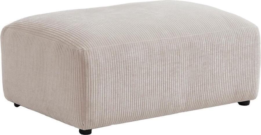 Vente-unique Poef van beige ribfluweel TIRONO van Maison Céphy L 99 cm x H 46 cm x D 66 cm - Foto 2