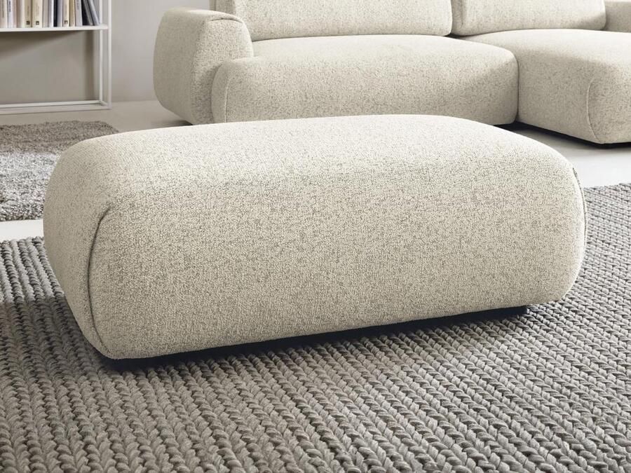 Vente-unique Poef van beige stof met textuur MONELIA L 113 cm x H 43 cm x D 70 cm