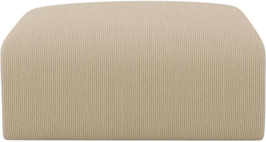 Vente-unique Poef van beige stof met textuur POGNI van Maison Céphy