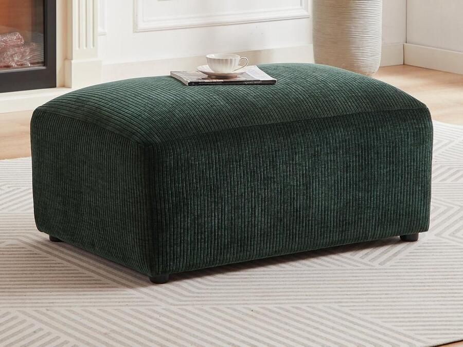 Vente-unique Poef van groen ribfluweel TIRONO L 99 cm x H 46 cm x D 66 cm