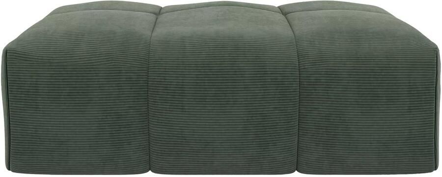 Vente-unique Poef van groen ribfluweel NAEMIA van Maison Céphy L 90 cm x H 41 cm x D 72 cm