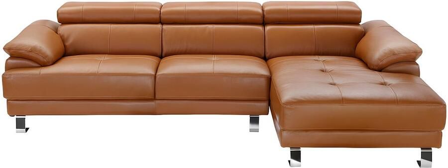 Vente-unique Rechter hoekbank van premium camelkleurig leer EXCELSIORA L 265 cm x H 74 cm x D 165 cm - Foto 2