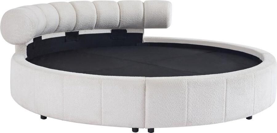 Vente-unique Rond bed 220 x 220 cm Boucléstof Wit ROGILA L 245 cm x H 81 cm x D 255 cm - Foto 2
