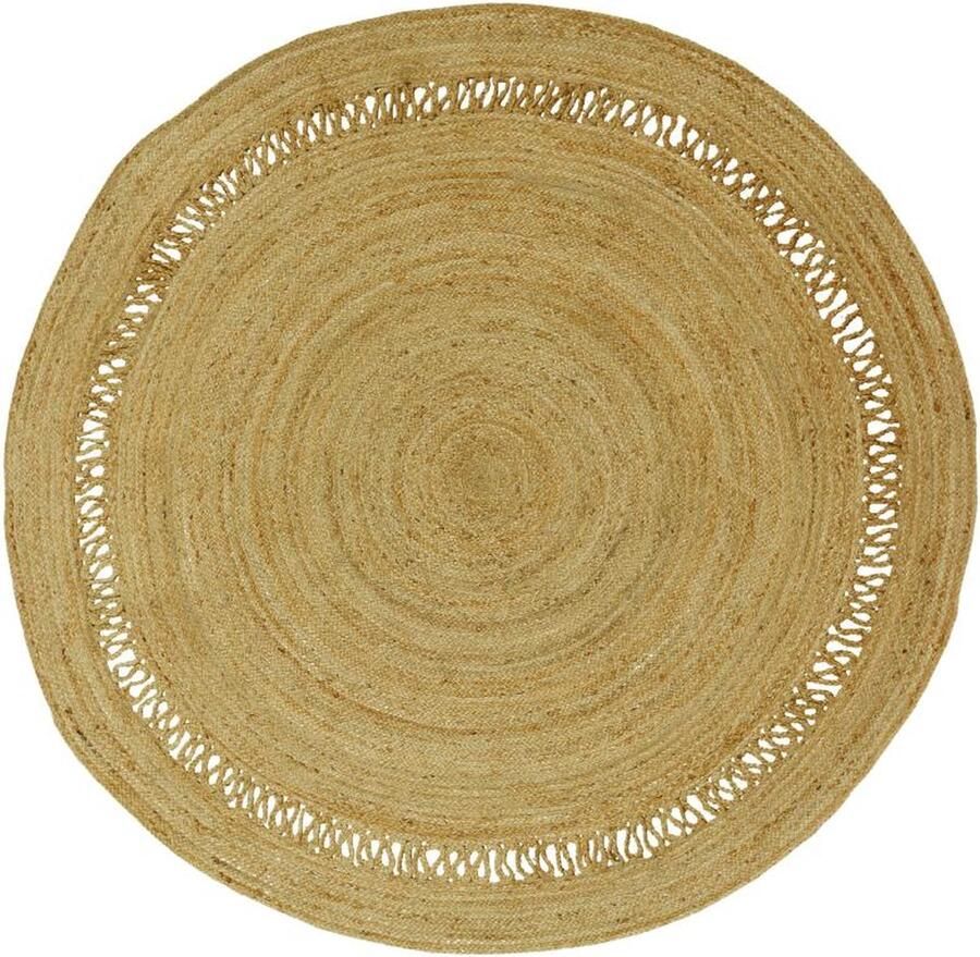 Vente-unique Rond opengewerkt tapijt van 100% jute D200 cm Naturel ALYA L 200 cm x H 0.7 cm x D 200 cm