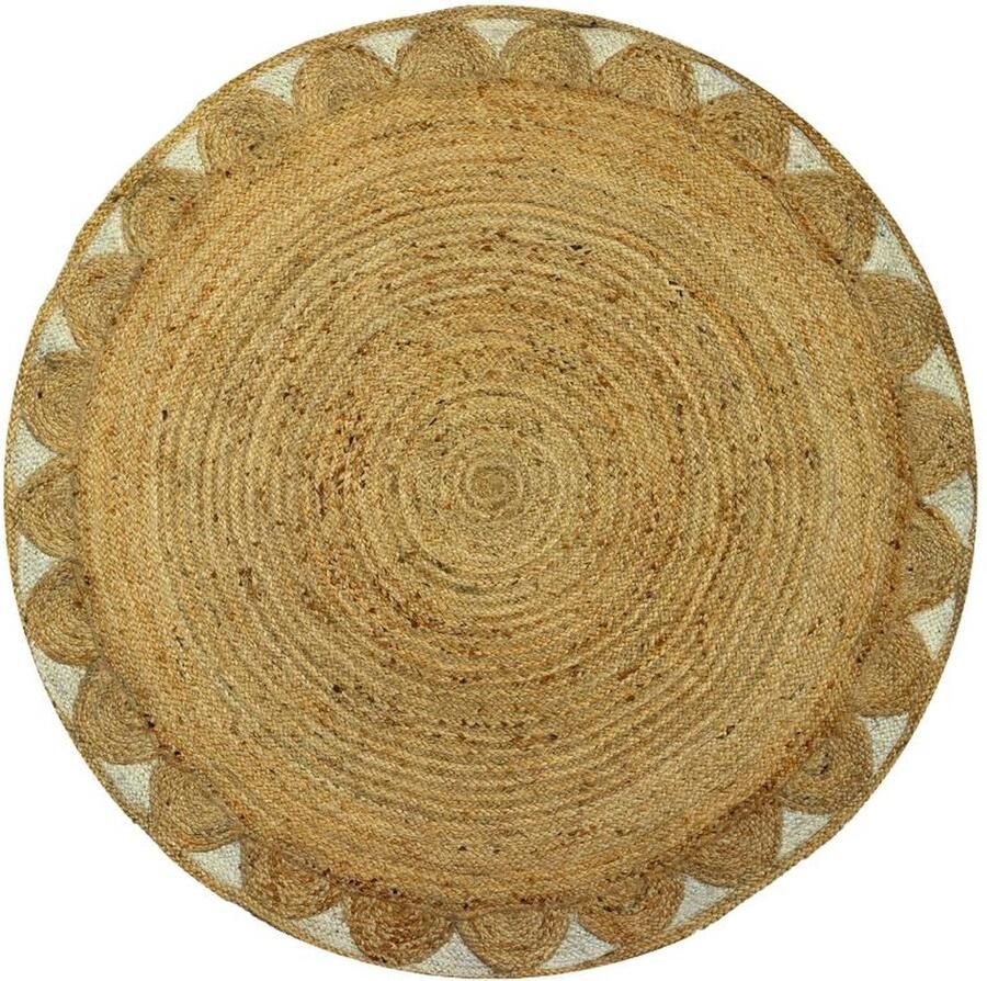 Vente-unique Rond tapijt met bloemenvorm van 100% jute D200 cm Naturel INDIRA L 200 cm x H 0.7 cm x D 200 cm