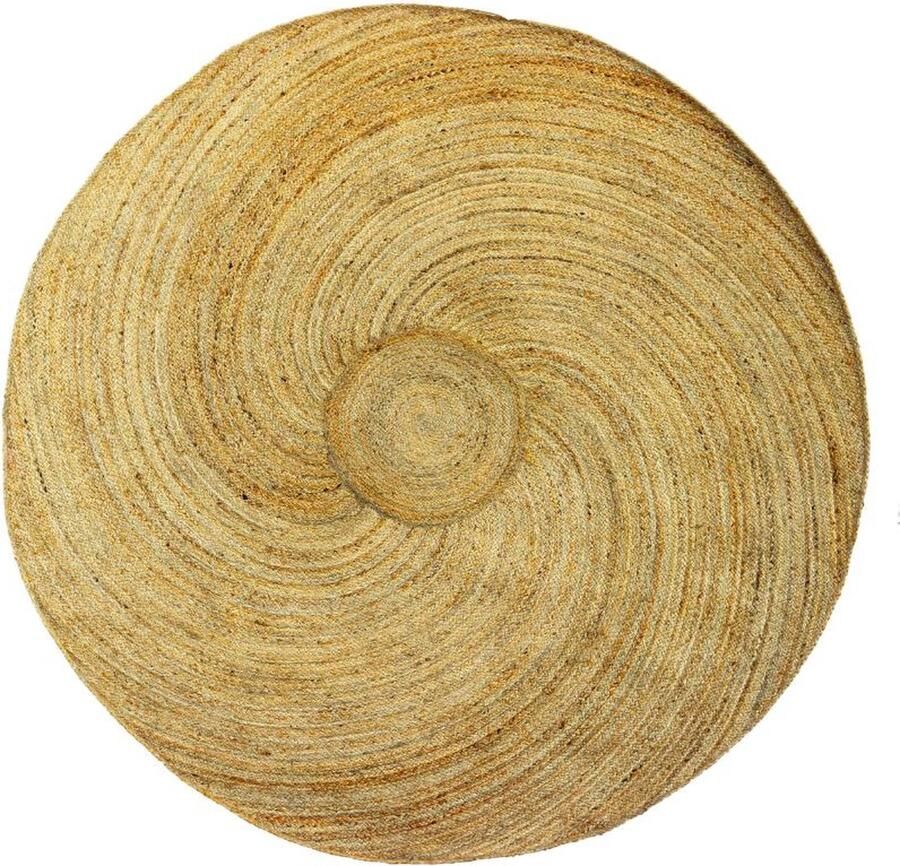 Vente-unique Rond tapijt van 100% jute Spiraalvormig vlechtwerk D200 cm Naturel KESIA L 200 cm x H 0.7 cm x D 200 cm