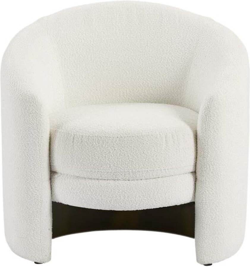 Vente-unique Ronde draaibare fauteuil van witte boucléstof RUOTO L 82 cm x H 82 cm x D 80 cm