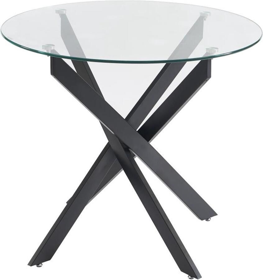Vente-unique Ronde eettafel 2 personen van gehard glas en zwart metaal Transparant COSIMA L 90 cm x H 77 cm x D 90 cm