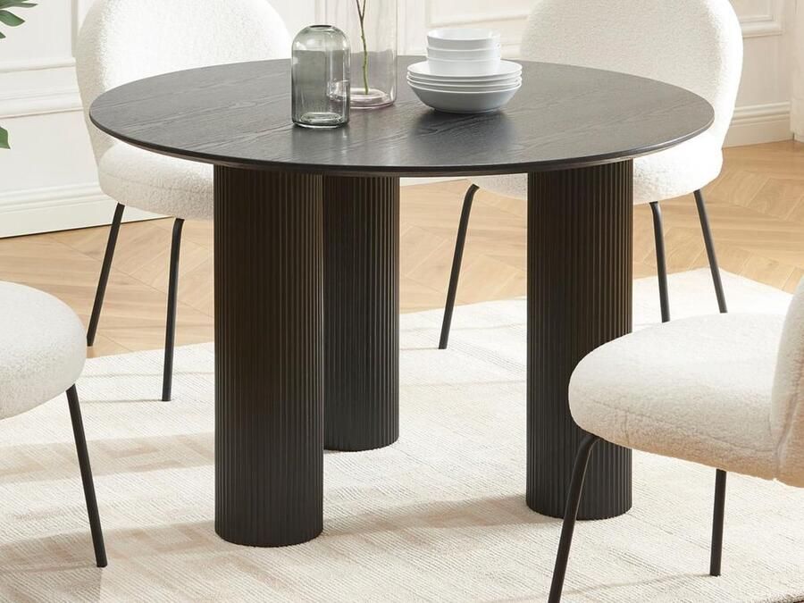 Vente-unique Ronde eettafel 4 plaatsen van mdf Zwart BURSANA L 120 cm x H 77 cm x D 120 cm
