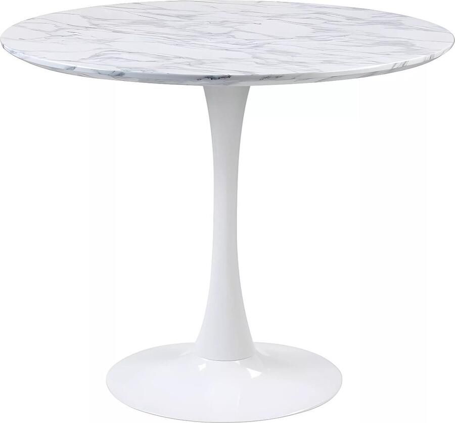 Vente-unique Ronde eettafel MANAGA 4 personen Mdf met marmereffect L 90 cm x H 74 cm x D 90 cm - Foto 2
