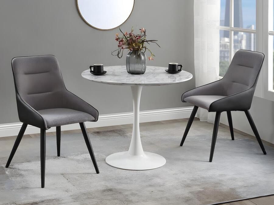 Vente-unique Ronde eettafel MANAGA 4 personen Mdf met marmereffect L 90 cm x H 74 cm x D 90 cm - Foto 3