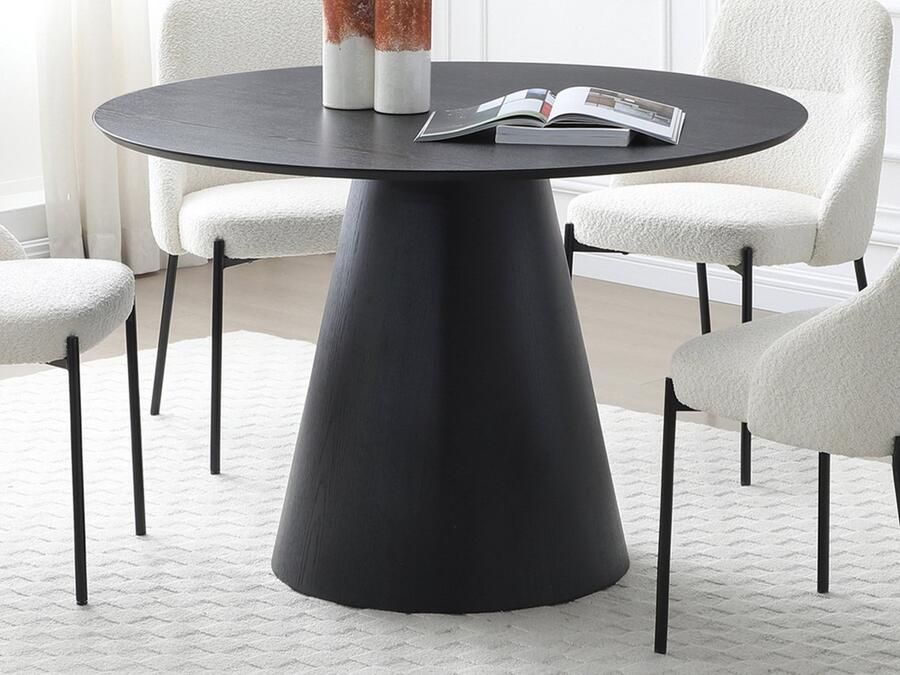 Vente-unique Ronde eettafel voor 4 personen essen houtfineer Zwart ANTALIZA L 120 cm x H 75.5 cm x D 120 cm