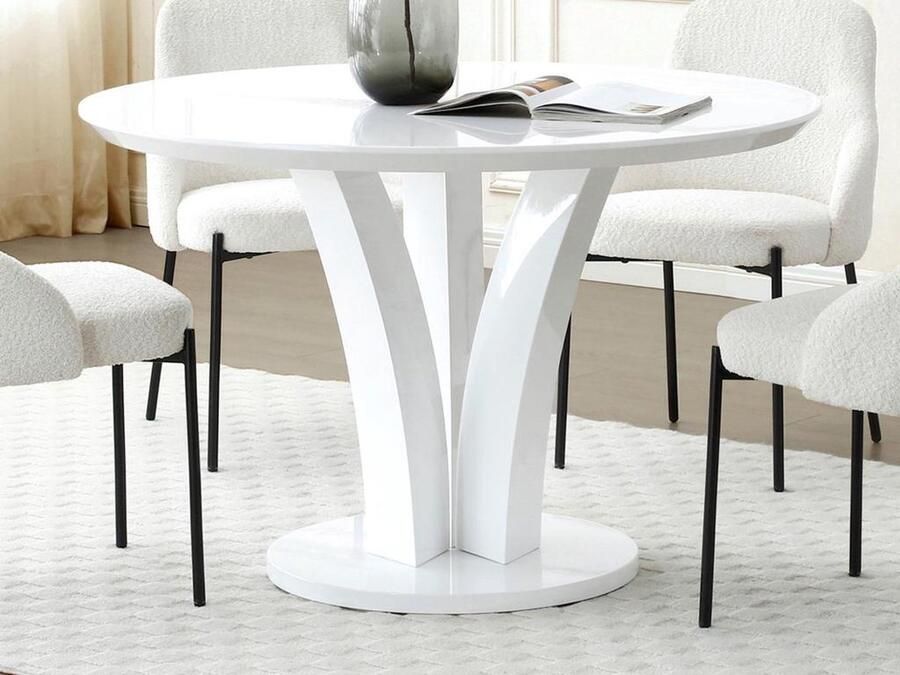 Vente-unique Ronde eettafel voor 4 personen van mdf Wit gelakt VIALETA L 120 cm x H 75 cm x D 120 cm - Foto 2