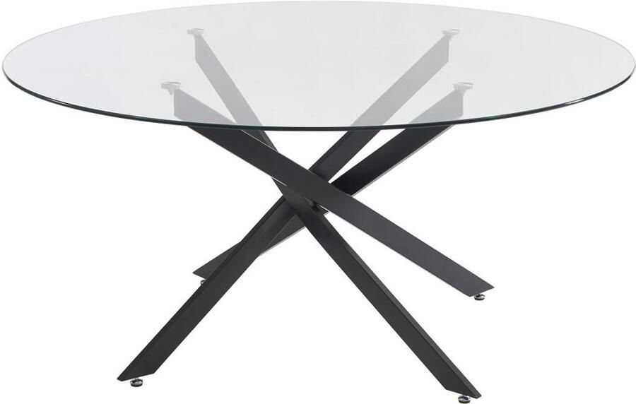 Vente-unique Ronde eettafel voor 6 personen in gehard glas en zwart metaal Transparant COSIMA L 160 cm x H 72.5 cm x D 160 cm