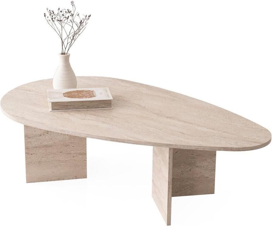 Vente-unique Salontafel Beige kalksteen effect LOMARETI