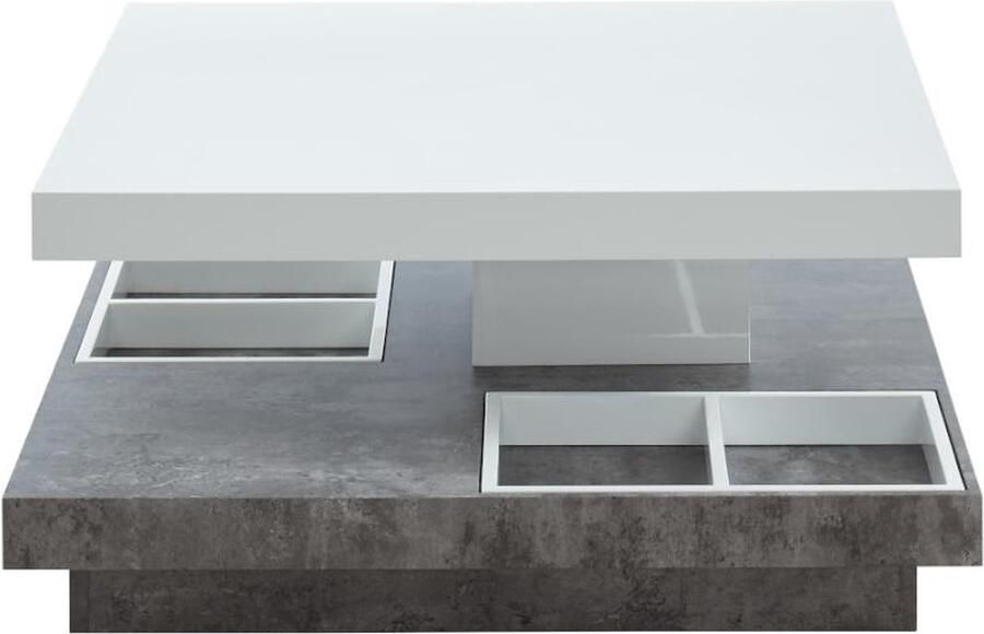 Vente-unique Salontafel FAUSTO II Draaiblad Wit gelakt mdf en beton L 80 cm x H 34 cm x D 80 cm - Foto 2