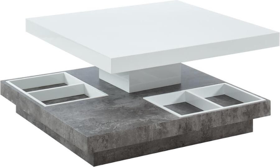 Vente-unique Salontafel FAUSTO II Draaiblad Wit gelakt mdf en beton L 80 cm x H 34 cm x D 80 cm - Foto 3