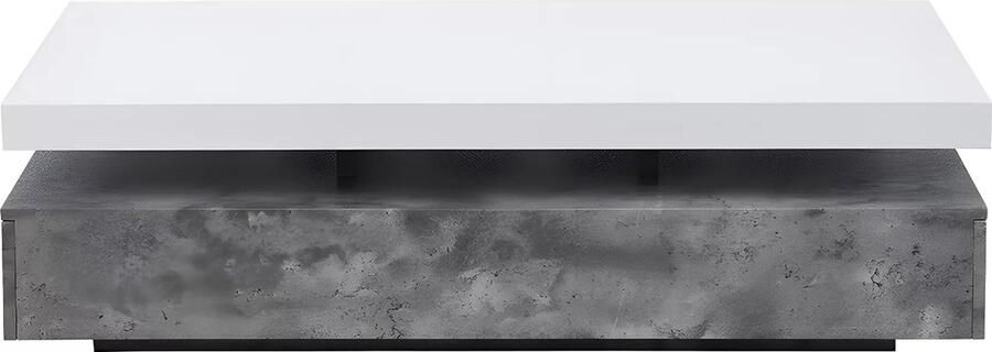 Vente-unique Salontafel FELIX 2 lades Mdf Kleuren: betongrijs en wit L 120 cm x H 35 cm x D 60 cm - Foto 3