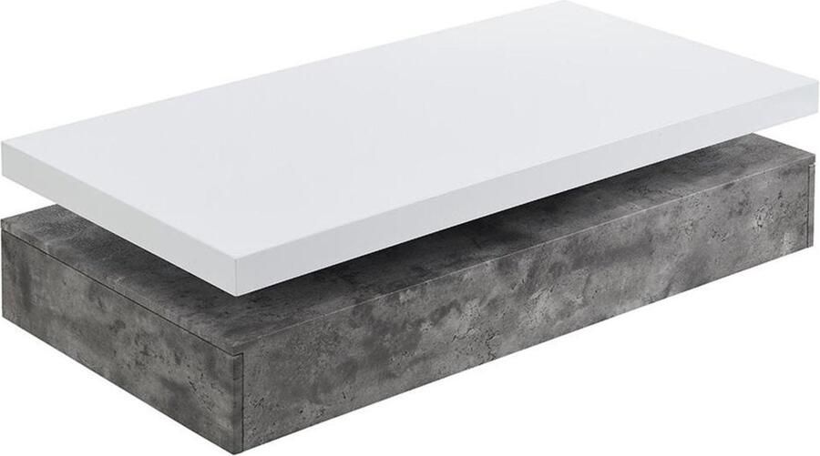 Vente-unique Salontafel FELIX 2 lades Mdf Kleuren: betongrijs en wit L 120 cm x H 35 cm x D 60 cm