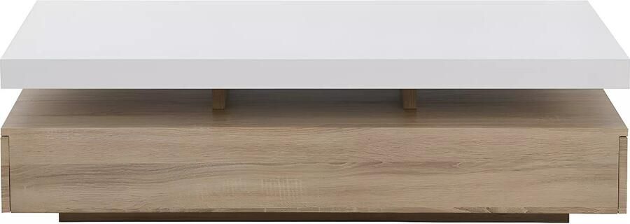 Vente-unique Salontafel FELIX 2 lades Mdf Kleuren: eiken en wit L 120 cm x H 35 cm x D 60 cm - Foto 2