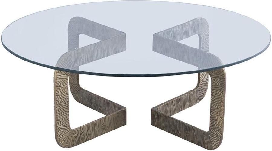 Vente-unique Salontafel in gehard glas en metaal Transparant en goudkleurig CELENA L 98 cm x H 37 cm x D 98 cm
