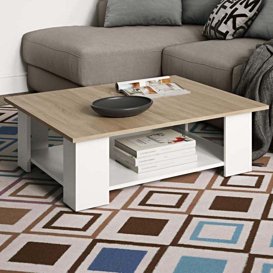 TemaHome Vente-unique Salontafel JANET eiken en wit L 67 cm x H 30.5 cm x D 67 cm