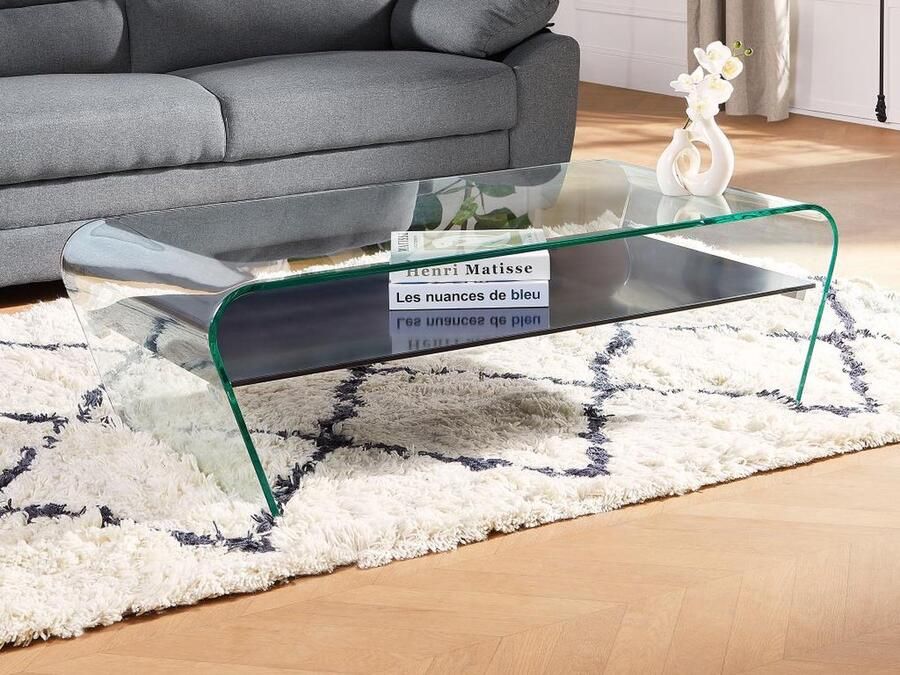 Vente-unique Salontafel KELLY Gehard glas Zwart gelakt blad L 120 cm x H 37 cm x D 60 cm - Foto 2