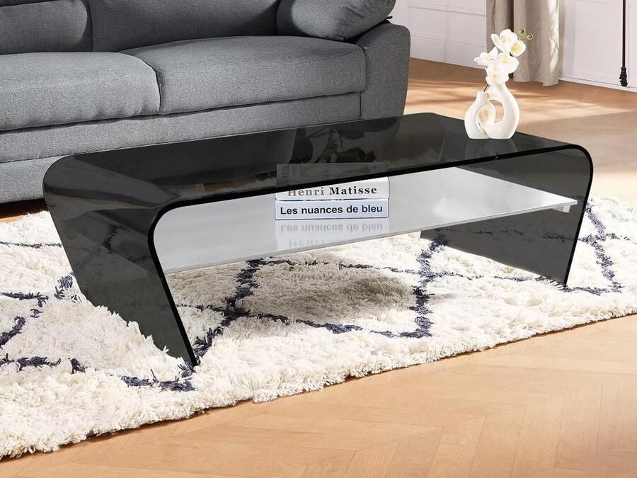 Vente-unique Salontafel KELLY Gehard glas Zwart wit L 120 cm x H 37 cm x D 60 cm - Foto 2