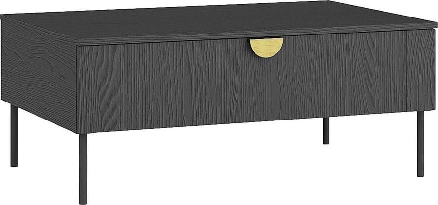Vente-unique Salontafel met 1 deurtje Zwart en goudkleurig NATANIEL L 100 cm x H 41.6 cm x D 66 cm