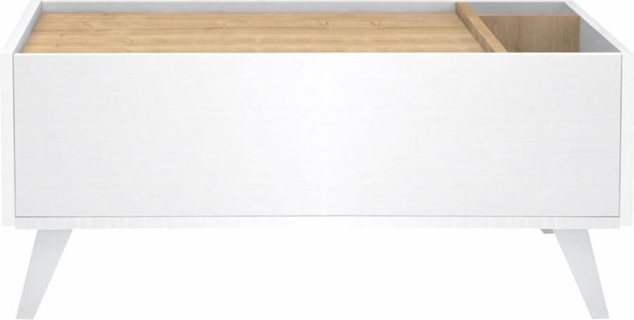 Vente-unique Salontafel met 1 lade en 2 nissen Naturel en wit ISALIA L 90 cm x H 40 cm x D 56 cm