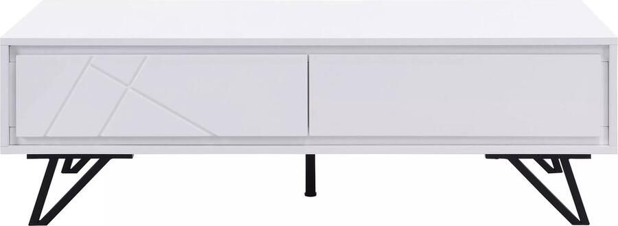 Vente-unique Salontafel met 2 lades met ledverlichting van mdf Wit gelakt SALIANO L 120 cm x H 38 cm x D 60 cm - Foto 2