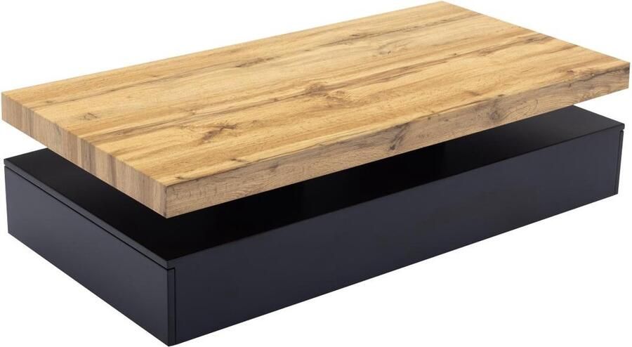Vente-unique Salontafel met 2 lades van mdf Zwart en licht naturel FELIX L 120 cm x H 35 cm x D 60 cm