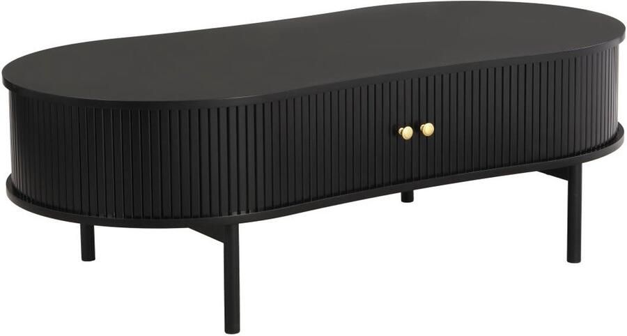 Vente-unique Salontafel met 2 schuifdeuren van mdf Zwart SEVATO L 120 cm x H 40 cm x D 60 cm