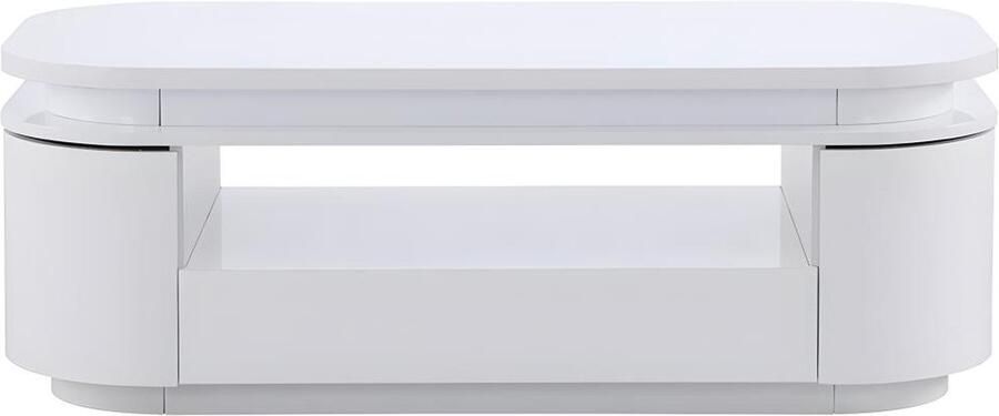 Vente-unique Salontafel met 4 kasten en 1 lade LEDs MDF Witgelakt VANDANA L 120 cm x H 42.5 cm x D 60 cm - Foto 4
