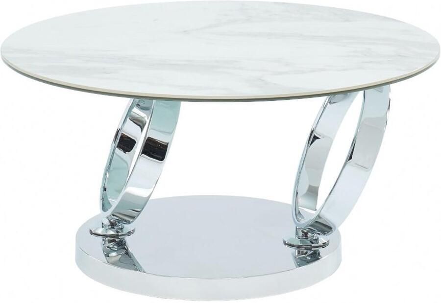 Maison Céphy Salontafel met draaiblad JOLINE Keramiek en gehard glas Wit marmereffect L 131.5 cm x H 42 cm x D 80 cm - Foto 4