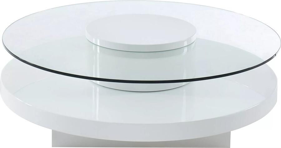 Vente-unique Salontafel RYHALI Draaiblad Gehard glas en wit mdf L 100 cm x H 33 cm x D 100 cm - Foto 3