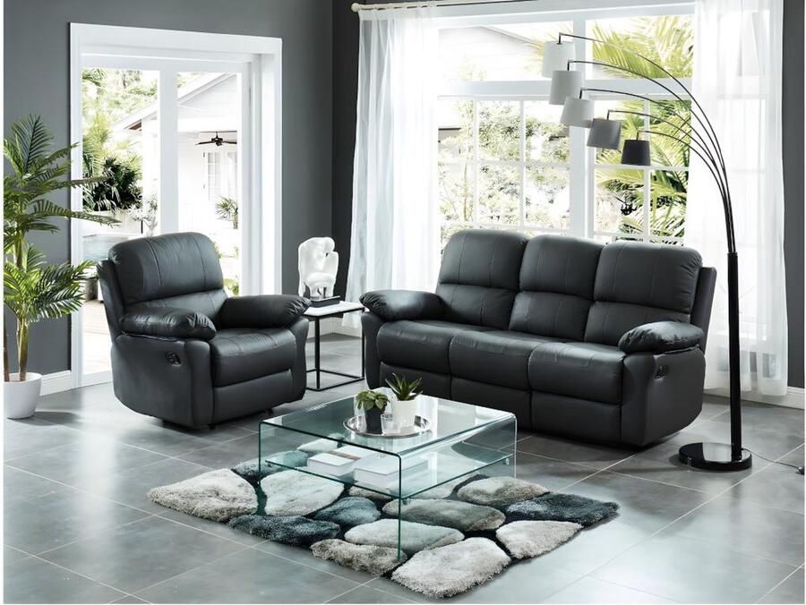 Vente-unique Salontafel STILEOS Dubbele plaat Gehard glas L 80 cm x H 43 cm x D 80 cm