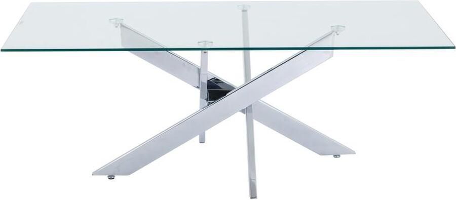 Vente-unique Salontafel van gehard glas en chroomkleurig metaal Transparant COSIMA L 120 cm x H 45 cm x D 60 cm - Foto 2