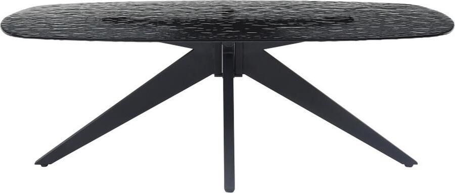 Vente-unique Salontafel van gehard glas met structuur en metaal Zwart LEGRIO van Maison Céphy L 110 cm x H 38 cm x D 70 cm