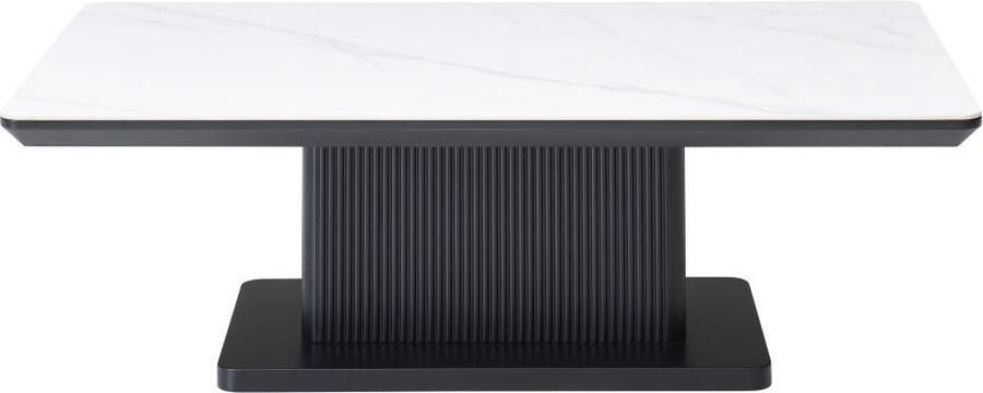 Vente-unique Salontafel van keramiek en mdf Wit en zwart marmereffect LAOMINIA L 120 cm x H 40 cm x D 70 cm - Foto 2